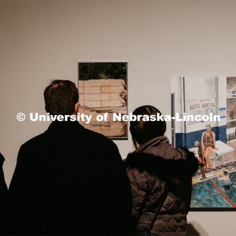 Students exhibit their art in the Richards Hall art gallery. February 7, 2020. Photo by Justin Mohling / University Communication.