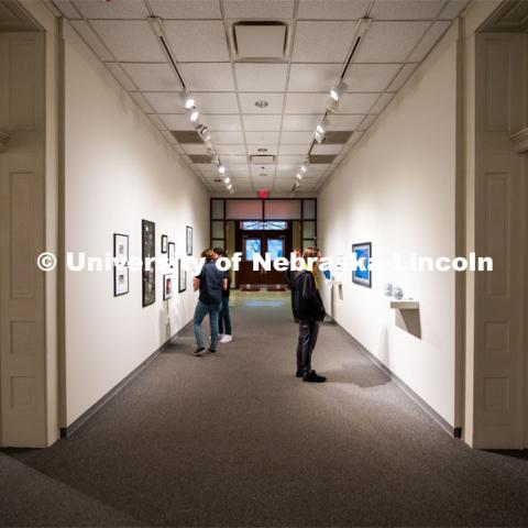 Students exhibit their art in the Richards Hall art gallery. February 7, 2020. Photo by Justin Mohling / University Communication.