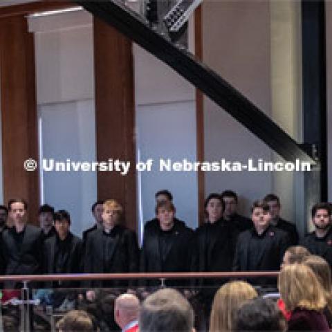 Music by the UNL Varsity Men's Chorus. The N2025 strategic plan was released by Chancellor Ronnie Green during the State of Our University address. The Address was held at Innovation Campus. February 14, 2020. Photo by Greg Nathan / University Communication.