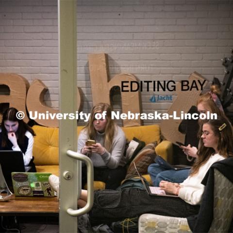 Jacht students work in the agency's Haymarket office space. February 19, 2020. Photo by Greg Nathan / University Communication.