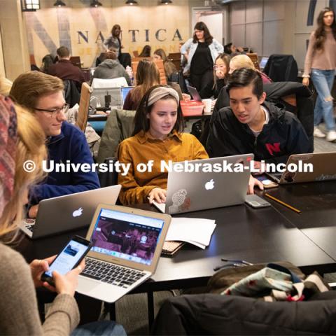 Jacht students work in the agency's Haymarket office space. February 19, 2020. Photo by Greg Nathan / University Communication.