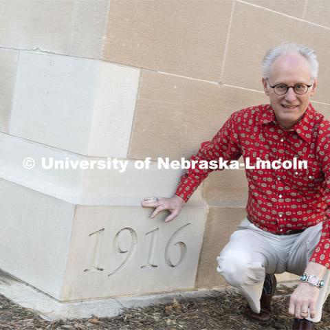 In his quest for historical documentation of Rachel Lloyd's career at Nebraska, Mark Griep proposed the removal of the Avery Hall time capsule in 2014, which was completed. Griep then had the time capsule replaced with one containing more than 50 contemporary items from seven different units. February 24, 2020. Photo by Gregory Nathan / University Communication.