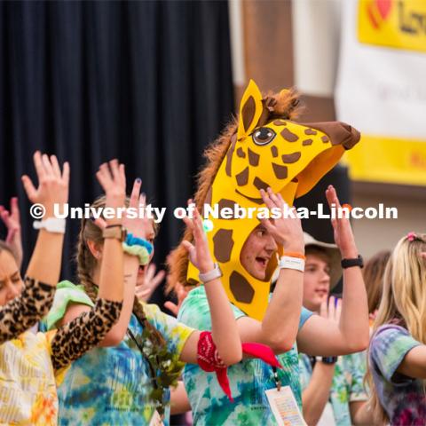 Morale Captains leading out the morale dance for the dance marathon. University of Nebraska–Lincoln students exceeded their goal, raising $235,229 during the annual HuskerThon on Feb. 29. Also known as Dance Marathon, the event is part of a nationwide fundraiser supporting Children’s Miracle Network Hospitals. The annual event, which launched in 2006, is the largest student philanthropic event on campus. The mission of the event encourages participants to, “dance for those who can’t.” All funds collected by the Huskers benefit the Children’s Hospital and Medical Center in Omaha. February 29, 2020. Photo by Justin Mohling / University Communication.