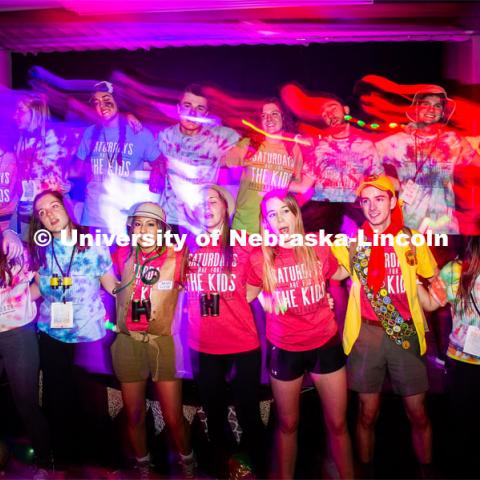 Students linking arms and singing piano man. University of Nebraska–Lincoln students exceeded their goal, raising $235,229 during the annual HuskerThon on Feb. 29. Also known as Dance Marathon, the event is part of a nationwide fundraiser supporting Children’s Miracle Network Hospitals. The annual event, which launched in 2006, is the largest student philanthropic event on campus. The mission of the event encourages participants to, “dance for those who can’t.” All funds collected by the Huskers benefit the Children’s Hospital and Medical Center in Omaha. February 29, 2020. Photo by Justin Mohling / University Communication.