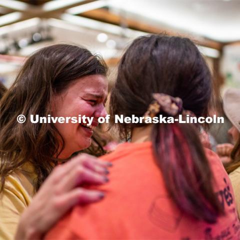 Students got emotional after finding out the final number raised for the children. University of Nebraska–Lincoln students exceeded their goal, raising $235,229 during the annual HuskerThon on Feb. 29. Also known as Dance Marathon, the event is part of a nationwide fundraiser supporting Children’s Miracle Network Hospitals. The annual event, which launched in 2006, is the largest student philanthropic event on campus. The mission of the event encourages participants to, “dance for those who can’t.” All funds collected by the Huskers benefit the Children’s Hospital and Medical Center in Omaha. February 29, 2020. Photo by Justin Mohling / University Communication.