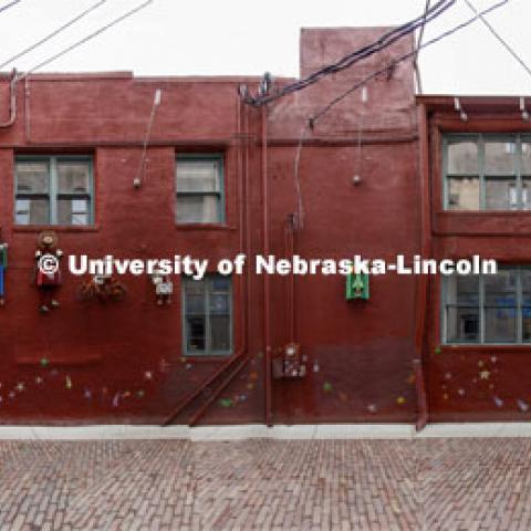 Drone footage of Lincoln’s Art Alley and the Haymarket. Photos are for the College of Architecture class, d.Make project (DSGN 111 - Design Making) for the students to help experience the space they are remote designing. March 24, 2020. Photo by Craig Chandler / University Communication.