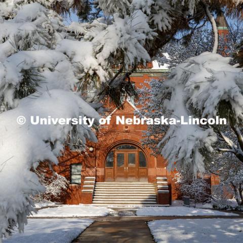 April snow storm leaves campus unseasonably beautiful. April 17, 2020. Photo by Craig Chandler / University Communication