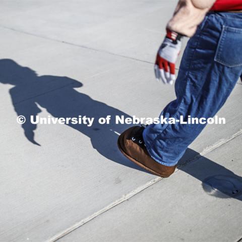 Herbie Husker on campus. April 30, 2020. Photo by Craig Chandler / University Communication.