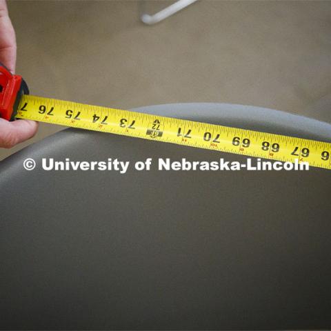 Avery Hall classrooms are being measured for fall social distancing of students. June 1, 2020. Photo by Craig Chandler / University Communication.