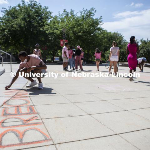 Say Her Name Rally began at the Nebraska Union and then the group marched to the Capitol. July 3, 2020. Photo by Elsie Stormberg for University Communication.
