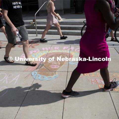 Say Her Name Rally began at the Nebraska Union and then the group marched to the Capitol. July 3, 2020. Photo by Elsie Stormberg for University Communication.
