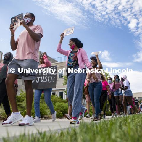 Say Her Name Rally began at the Nebraska Union and then the group marched to the Capitol. July 3, 2020. Photo by Elsie Stormberg for University Communication.
