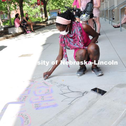 Say Her Name Rally began at the Nebraska Union and then the group marched to the Capitol. July 3, 2020. Photo by Mia Hernandez for University Communication.