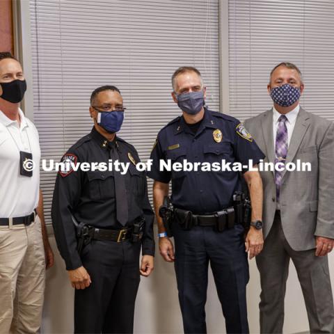 New University of Nebraska-Lincoln Police Department Chief Hassan Ramzah had his badge presented to him today in a virtual ceremony from the police station. July 17, 2020. Photo by Craig Chandler / University Communication.