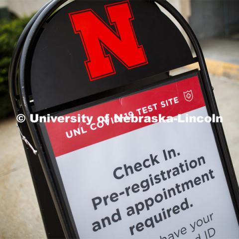 Photo shoot of UNL On-Campus COVID Testing Site. Testing is available at the University Health Center and at a testing site behind the University of Nebraska–Lincoln Police Station, in the 17th and R parking garage. August 6, 2020. Photo by Craig Chandler / University Communication.