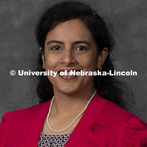 Studio portrait of Deepika Menon, Assistant Professor of Science Education, Teaching Learning and Teacher Education. New Faculty. August 19, 2020. Photo by Greg Nathan / University Communication Photography.