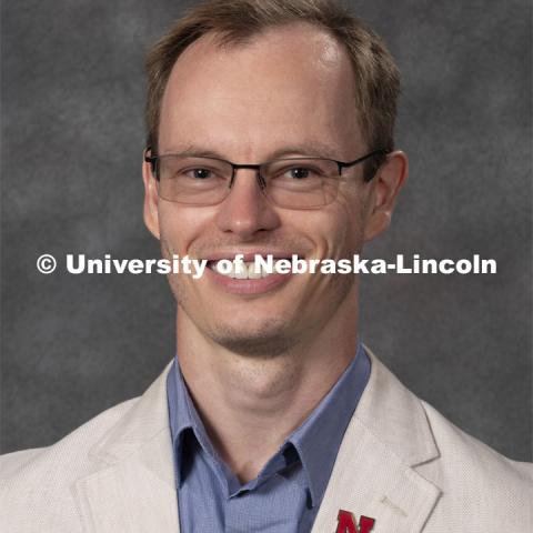 Studio portrait of Robert Streubel, Assistant Professor, Physics and Astronomy. New Faculty. August 19, 2020. Photo by Greg Nathan / University Communication Photography.