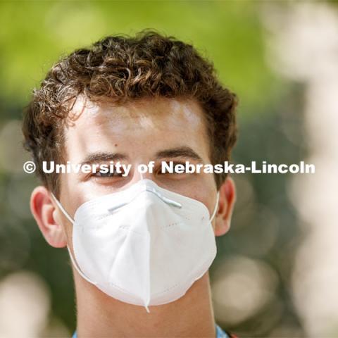 Dylan Beck of Lincoln, at the Launch. CASNR Launch for new students included a walking tour of East Campus with multiple stops to learn about majors, programs and points of interest like the Dairy Store. August 20, 2020. Photo by Craig Chandler / University Communication.