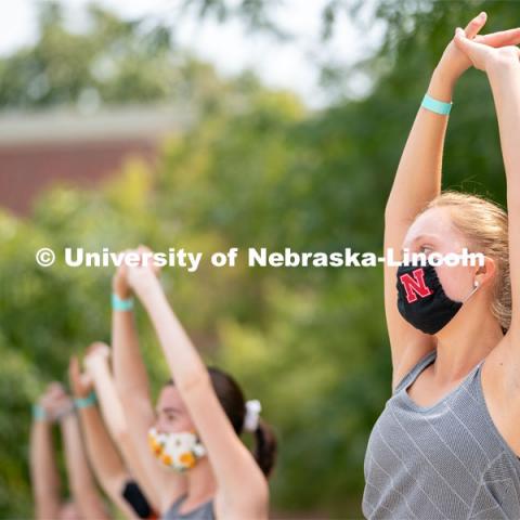 Students dance during Wellness Fest at Meier Commons. August 22, 2020. Photo by Jordan Opp for University Communication.