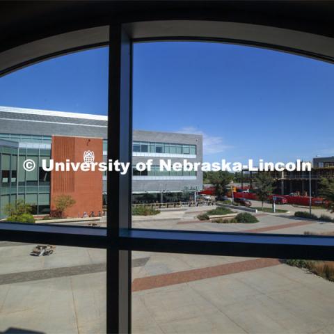 Looking out the window of Innovation Commons Conference Center at Nebraska Innovation Campus. September 4, 2020. Photo by Craig Chandler / University Communication.