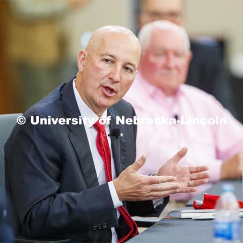 Nebraska Governor Pete Ricketts talks at the Nebraska Agricultural Innovation Panel at Nebraska Innovation Campus. September 4, 2020. Photo by Craig Chandler / University Communication.