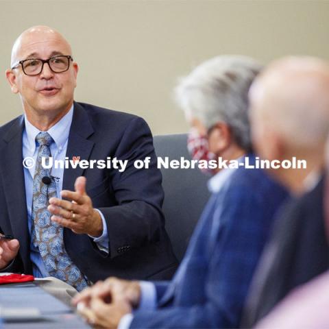 UNL Harlan Vice Chancellor for IANR and NU Vice President Mike Boehm, opens the Nebraska Agricultural Innovation Panel at Nebraska Innovation Campus. September 4, 2020. Photo by Craig Chandler / University Communication.