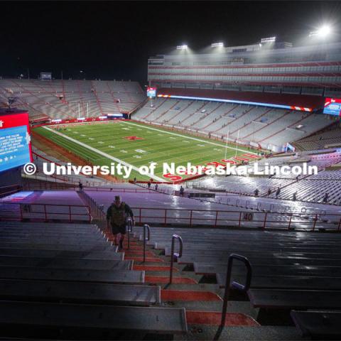 UNL ROTC cadets and Lincoln first responders run the steps of Memorial Stadium to honor those who died on September 11. Each cadet ran more than 2,000 steps. September 11, 2020. Photo by Craig Chandler / University Communication.