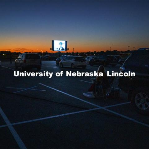 The northwest corner of Nebraska Innovation Campus was the site for a drive-in movie showing “The Art of Dissent,” a feature documentary film by historian James Le Sueur. The film explores the role of artistic activism during Czechoslovakia’s communist takeover and nonviolent transition from communist power. September 30, 2020. Photo by Craig Chandler / University Communication.