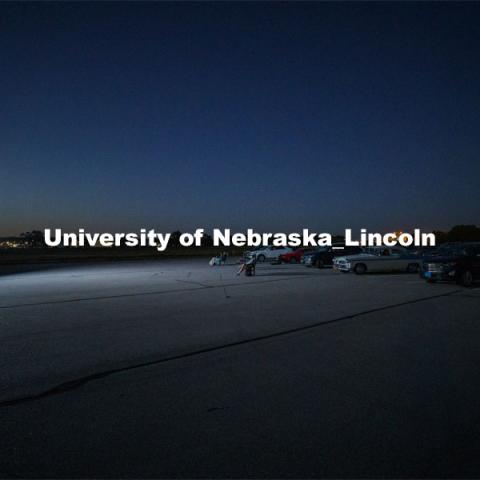 The northwest corner of Nebraska Innovation Campus was the site for a drive-in movie showing “The Art of Dissent,” a feature documentary film by historian James Le Sueur. The film explores the role of artistic activism during Czechoslovakia’s communist takeover and nonviolent transition from communist power. September 30, 2020. Photo by Craig Chandler / University Communication.