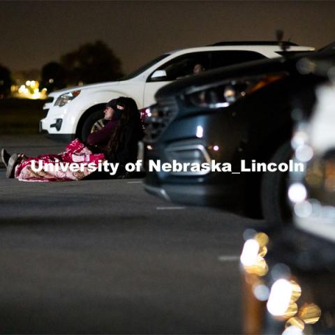 The northwest corner of Nebraska Innovation Campus was the site for a drive-in movie showing “The Art of Dissent,” a feature documentary film by historian James Le Sueur. The film explores the role of artistic activism during Czechoslovakia’s communist takeover and nonviolent transition from communist power. September 30, 2020. Photo by Craig Chandler / University Communication.