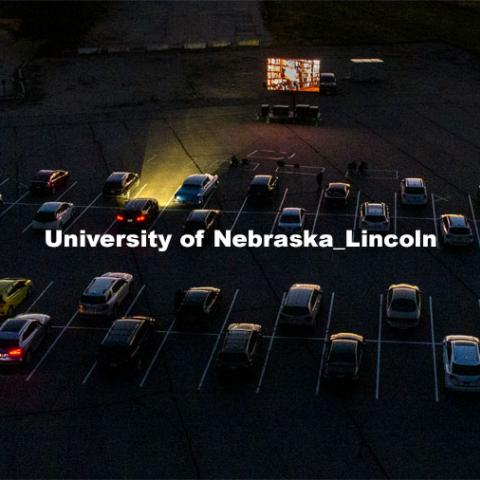 The northwest corner of Nebraska Innovation Campus was the site for a drive-in movie showing “The Art of Dissent,” a feature documentary film by historian James Le Sueur. The film explores the role of artistic activism during Czechoslovakia’s communist takeover and nonviolent transition from communist power. September 30, 2020. Photo by Craig Chandler / University Communication.