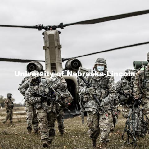 UNL Army ROTC Big Red Battalion holds yearly 3-day field exercises at the National Guard training area near Mead, NE. October 23, 2020. Photo by Craig Chandler / University Communication.