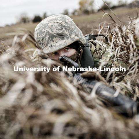 UNL Army ROTC Big Red Battalion holds yearly 3-day field exercises at the National Guard training area near Mead, NE. October 23, 2020. Photo by Craig Chandler / University Communication.