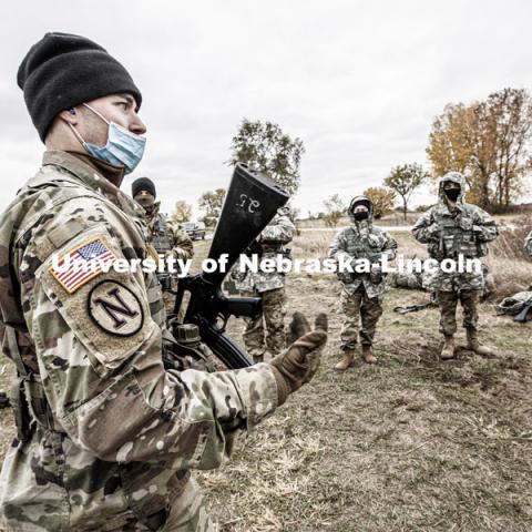 UNL Army ROTC Big Red Battalion holds yearly 3-day field exercises at the National Guard training area near Mead, NE. October 23, 2020. Photo by Craig Chandler / University Communication.