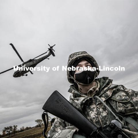 UNL Army ROTC Big Red Battalion holds yearly 3-day field exercises at the National Guard training area near Mead, NE. October 23, 2020. Photo by Craig Chandler / University Communication.