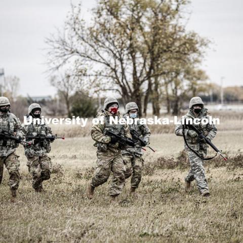 UNL Army ROTC Big Red Battalion holds yearly 3-day field exercises at the National Guard training area near Mead, NE. October 23, 2020. Photo by Craig Chandler / University Communication.