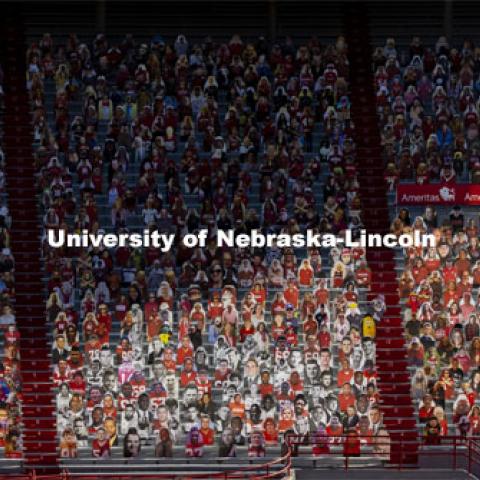 More than 6,000 corrugated plastic cutouts fill the lower level of east stadium, the tunnel walk, and part of north stadium to remind the Huskers who has the Greatest Fans in College Football. Nebraska is believed to lead the nation in the number of fan cutouts appearing in a stadium in this season impacted by the global pandemic. November 12, 2020. Photo by Craig Chandler / University Communication.