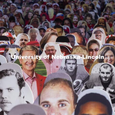 NU President Ted Carter and his wife, Linda, are among the fans in the east stadium. More than 6,000 corrugated plastic cutouts fill the lower level of east stadium, the tunnel walk, and part of north stadium to remind the Huskers who has the Greatest Fans in College Football. November 12, 2020. Photo by Craig Chandler / University Communication.