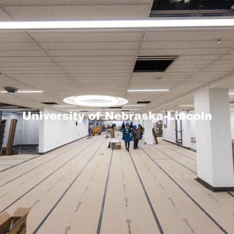The bottom floor of the library. Tour of remodeled C.Y. Thompson library on east campus. November 23, 2020. Photo by Craig Chandler / University Communication.