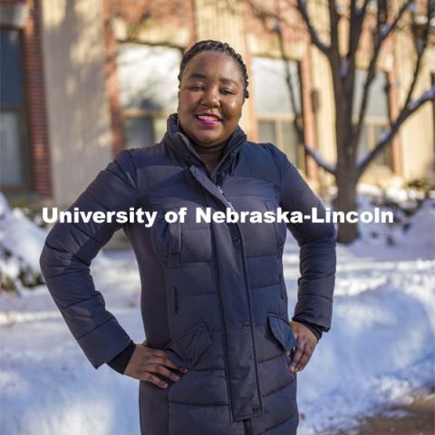 Memory Manda, a master’s student in the Department of Sociology, is focusing her Nebraska-based research on Kaposi sacroma, a skin cancer that is the second-most common cancer in Zambia. This is part of a weekly student conversation series highlighted as part of Black History Month on the University of Nebraska–Lincoln's Medium page. The series features students who are making impacts on campus and hope to maintain that momentum in future careers. January 29, 2021. Photo by Craig Chandler / University Communication.