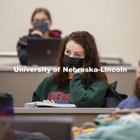 Laurie Miller teaches ECON 481 - Economics of the Labor Market. February 2, 2021. Photo by Craig Chandler / University Communication.