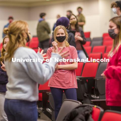 Chancellor Ronnie Green talks with the Chancellor’s Leadership class Thursday in the Nebraska Union. February 4, 2021. Photo by Craig Chandler / University Communication.