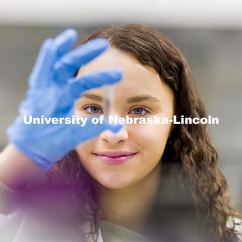 Nebraska's Lydia Storm, a freshman in forensic science and biochemistry, is a recipient of the College of Agricultural Sciences and Natural Resources' Change Maker scholarship. February 19, 2021. Photo by Craig Chandler / University Communication.