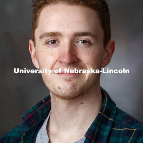 Studio portrait of Andrew Haar, winner of  DAAD award (nationally competitive scholarship)  for graduate study in Germany.   April 1, 2021. Photo by Craig Chandler / University Communication