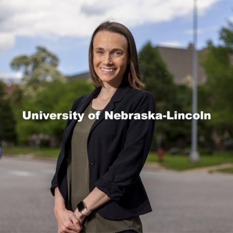 Anna E. Jaffe, Assistant Professor of Psychology, is building an online intervention to promote the support of sexual assault victims in ways that do not involve alcohol — she will be developing and piloting the intervention in 6-8 sororities at UNL. June 1, 2021. Photo by Craig Chandler / University Communication.