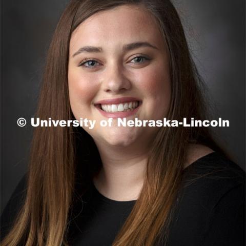 Studio portrait of Halley Horne, Communications Assistant, Rural Drug Addiction Research Center and Minority Health Disparities Initiative. July 7, 2021. Photo by Craig Chandler / University Communication.