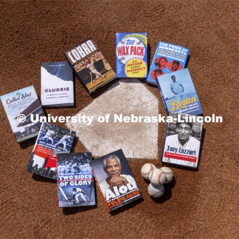 Baseball books published by Nebraska Press. For ORED story Showcase the Press’ expertise in books about baseball and history of the sport. July 9, 2021. Photo by Craig Chandler / University Communication.