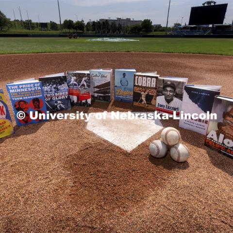 Baseball books published by Nebraska Press. For ORED story Showcase the Press’ expertise in books about baseball and history of the sport. July 9, 2021. Photo by Craig Chandler / University Communication.