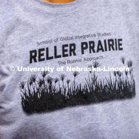 Reller Prairie t-shirt. Reller Prairie Field Station south of Martell, Nebraska. August 3, 2021. Photo by Craig Chandler / University Communication.