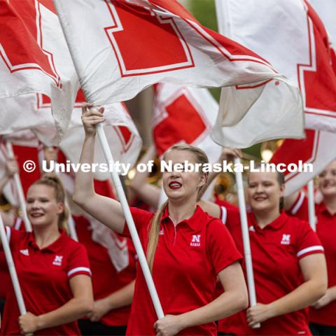 Big Red Welcome week featured the Cornhusker Marching Band Exhibition. The band gave their warm-up concert outside of Kimball Recital Hall and then marched to the stadium. Lightning then caused the show to be cancelled. August 20, 2021. Photo by Craig Chandler / University Communication.